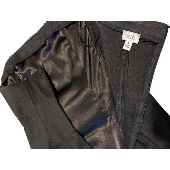 Cache Sequin Strapless Mini Dress US 4 Black Silver Bodycon Cocktail Party Y2K - Picture 7 of 9